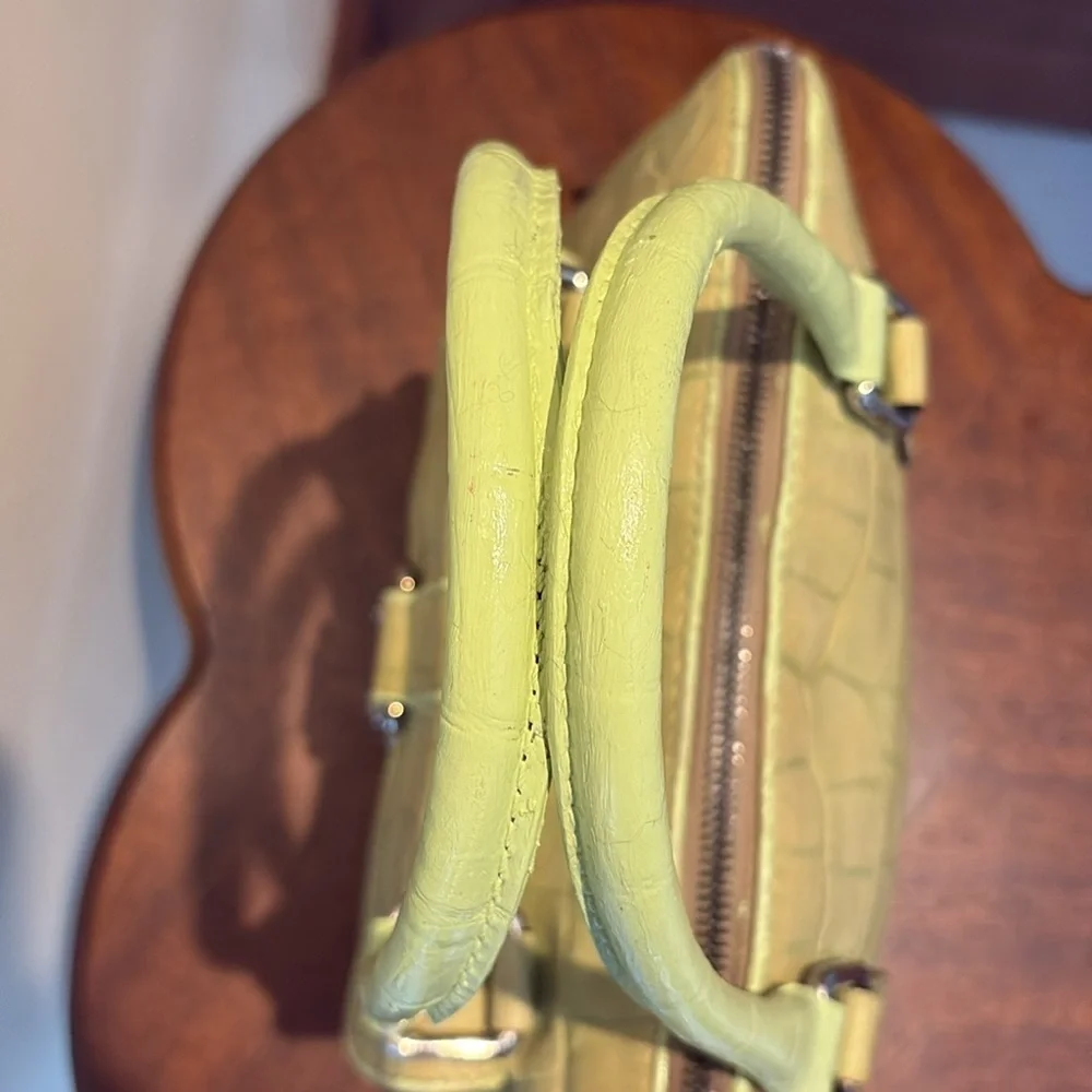 Dooney & Bourke  Vintage  alligator Satchel  Leather  Lt. Green  Front pocket